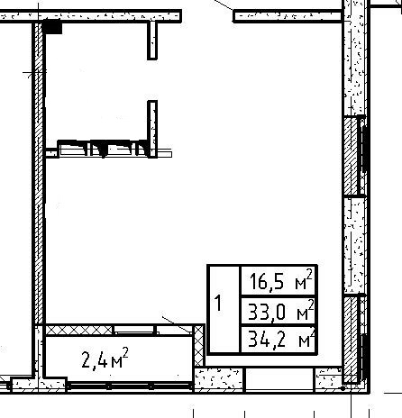 ЖК Трудовая, 4, 1-комн кв 34,2 м2, 2 этаж